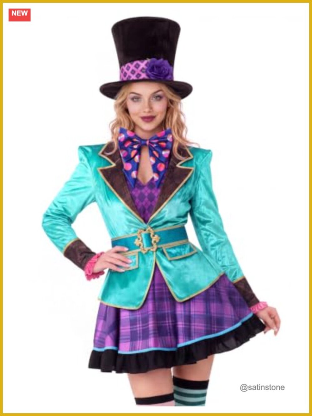 Adult Clown Costume 6-Piece Set Dress Coat Hat Cosplay Halloween
